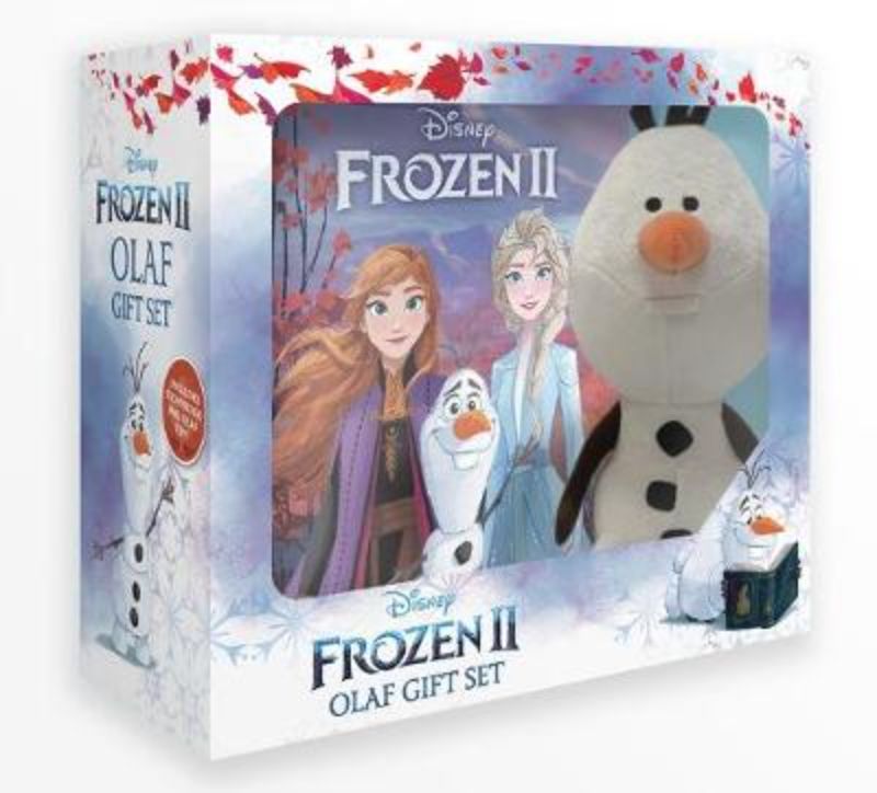 Delightful Frozen 2 gift set featuring a storybook and adorable Olaf plush toy for fans of all ages.