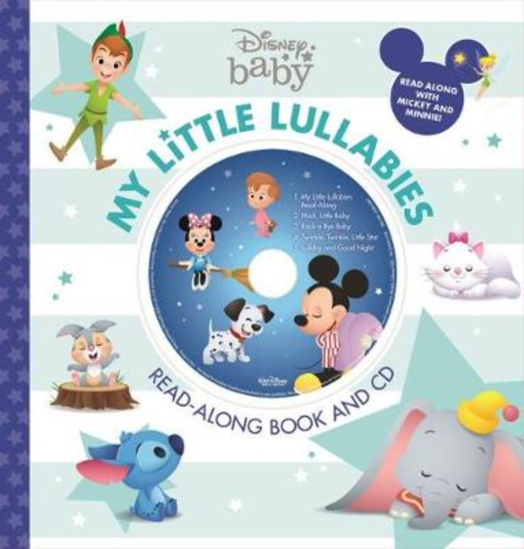 Illustrated book and CD set featuring Disney characters, perfect for soothing bedtime stories with classic lullabies.