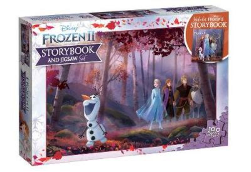 Frozen 2 storybook and jigsaw set featuring Anna, Elsa, and friends, ideal for imaginative play and cognitive skill development.
