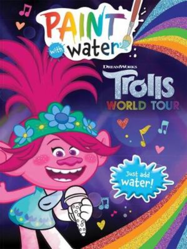 Activity book featuring Trolls characters for creative painting with water; 32 colorful pages for kids' art fun.