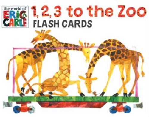 Colorful Eric Carle flash cards featuring animals and trains, ideal for teaching toddlers numbers and fostering early learning.