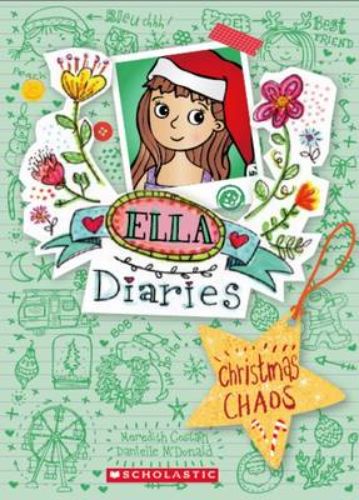 A colorful paperback diary depicting a girl’s chaotic Christmas adventure at a caravan park with friends.
