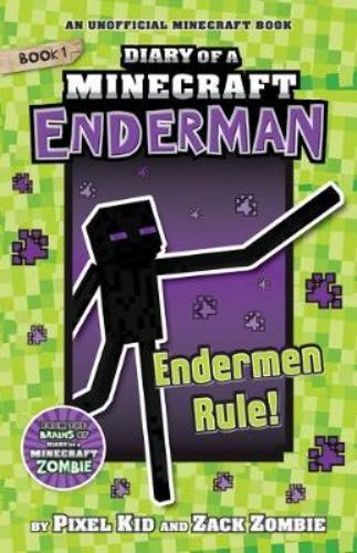 Cover of "Endermen Rule!" featuring Elliot the Enderman in a vibrant Minecraft landscape, inviting readers into his adventurous journey.