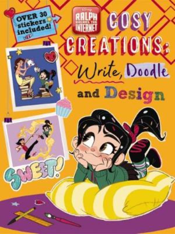 Activity book featuring Vanellope and the Comfy Squad for writing, doodling, and creative design.