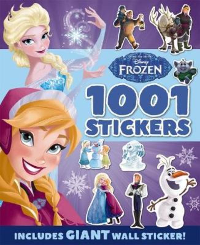 A vibrant 48-page Frozen sticker book featuring over 1001 stickers, including a giant wall sticker and foiled designs.