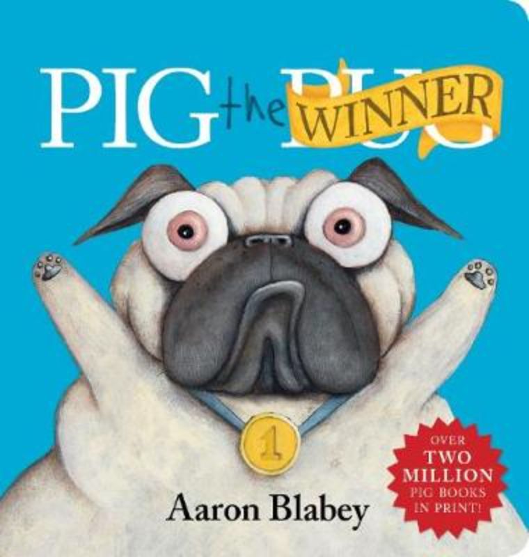 Hardcover picture book "Pig the Winner," featuring a greedy pug and lessons on sportsmanship and friendship.