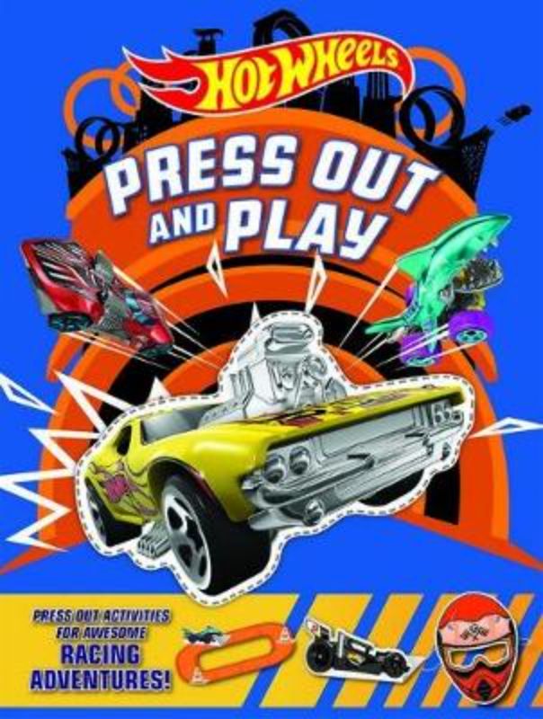 Hot Wheels activity book featuring 16 vibrant pages for kids to press out, build, and race cars, fostering creativity and play.