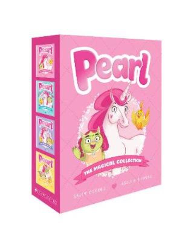 Illustrated boxed set of "Pearl: the Magical Collection," featuring a unicorn's adventures in friendship and self-belief.