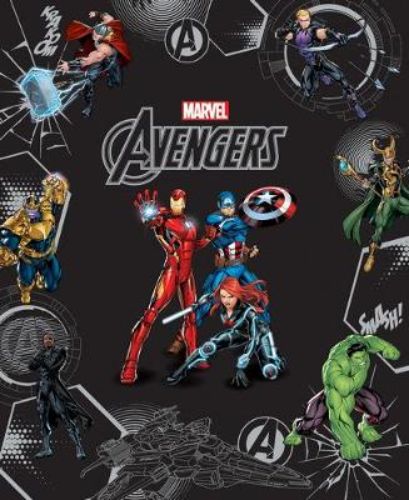 Avengers hardback book featuring 64 illustrated pages of epic Marvel hero stories battling Thanos for the Infinity Stones.
