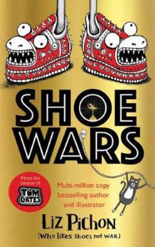 Cover of "Shoe Wars," featuring Ruby and Bear Foot on an adventurous quest against Wendy Wedge for the Golden Shoe award.