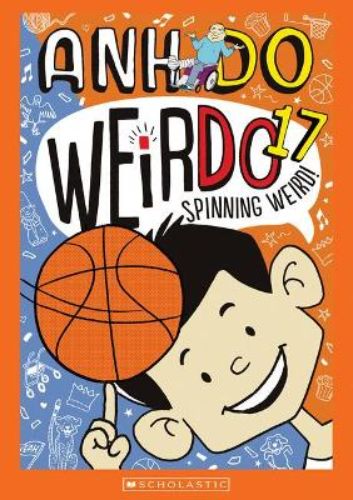 A colorful paperback cover of 'Spinning Weird!', featuring humorous illustrations of a basketball team in action.