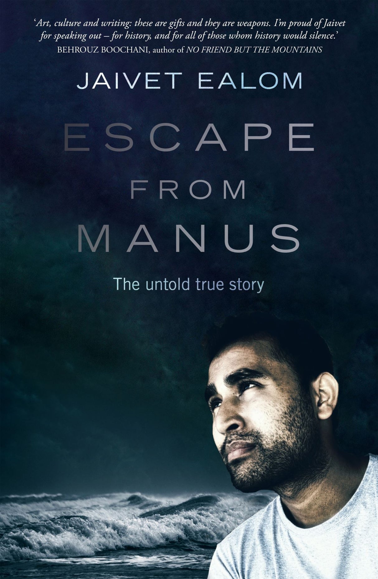 Cover of 'Escape from Manus' by Jaivet Ealom, showcasing his journey from Myanmar through Manus detention to freedom.
