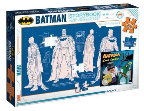 Batman: Storybook and Jigsaw Set featuring a puzzle and story about Batman battling The Riddler and The Penguin.