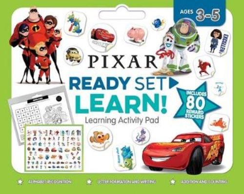 Disney Pixar Ready Set Learn! Activity Pad featuring 96 pages of colorful educational activities for preschoolers.