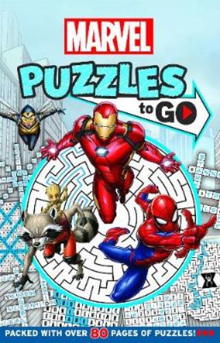 Portable puzzle book featuring Marvel superheroes, offering 70+ brain-teasing puzzles for all skill levels.