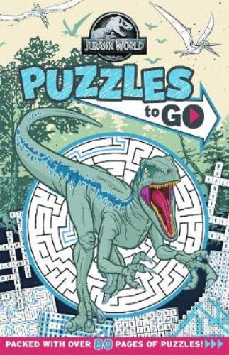 Colorful paperback puzzle book featuring over 70 dinosaur-themed brain teasers for all ages and skill levels.