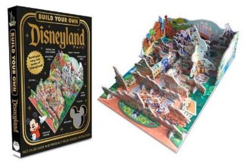 Build Your Own Disneyland Park kit featuring a board book and model pieces to create a mini Disneyland experience at home.