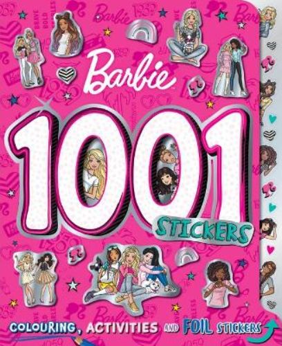 Colorful sticker activity book featuring Barbie and her friends, filled with creative challenges and fun adventures.