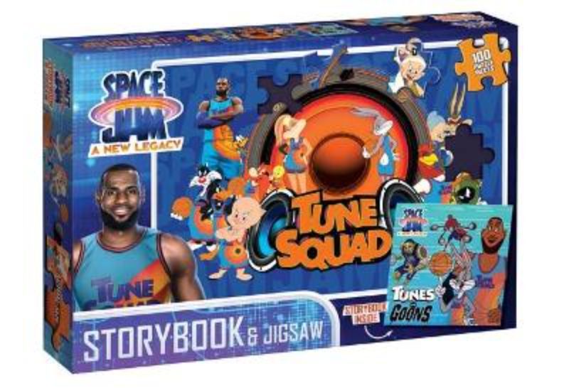 Space Jam: A New Legacy boxed set with storybook and jigsaw puzzle for kids, featuring vibrant illustrations and fun adventure.