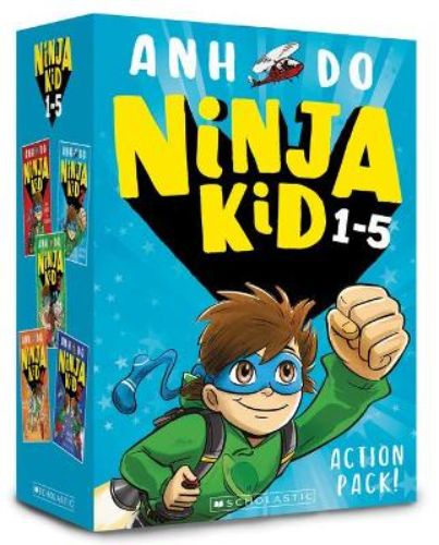 Colorful paperback collection featuring Nelson's journey as the last Ninja in five thrilling adventures for kids aged 7-12.
