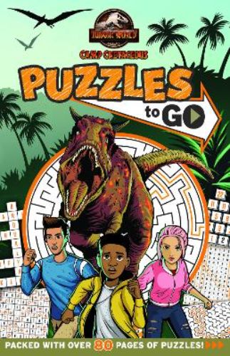 Interactive "Puzzles to Go" book filled with 80+ pages of mazes, quizzes, and games for young dinosaur fans.