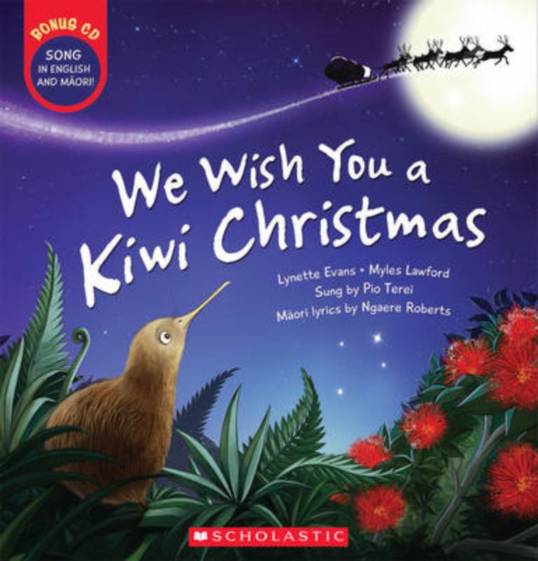 Heartwarming children's book 'We Wish You a Kiwi Christmas + CD' featuring Kiwi and bird friends saving Christmas Eve.