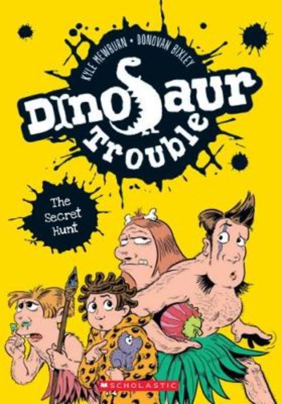 Cover of 'The Secret Hunt', a paperback novel featuring cave boy Arg on his quest for a village secret, ideal for young readers.