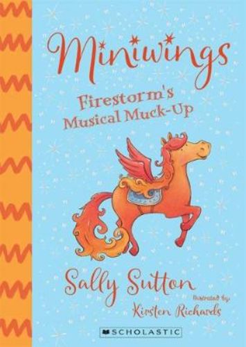 Colorful cover of "Firestorm's Musical Muck-Up" featuring whimsical winged toy horses in a playful orchestra setting.