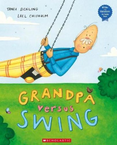 A playful children's book featuring a young-at-heart grandpa hilariously stuck on a swing at the playground.