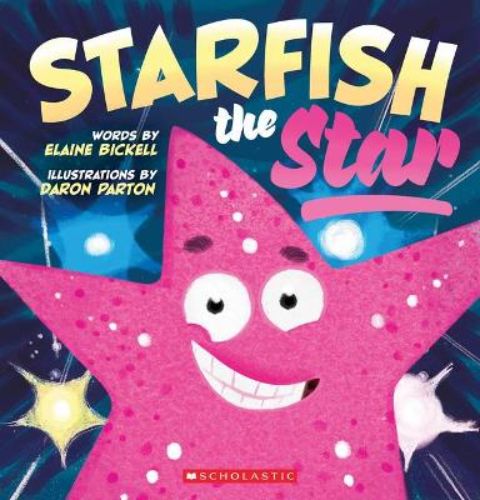 Colorful illustration of Starfish the Star, a vibrant children's book about friendship and bravery in an aquarium adventure.
