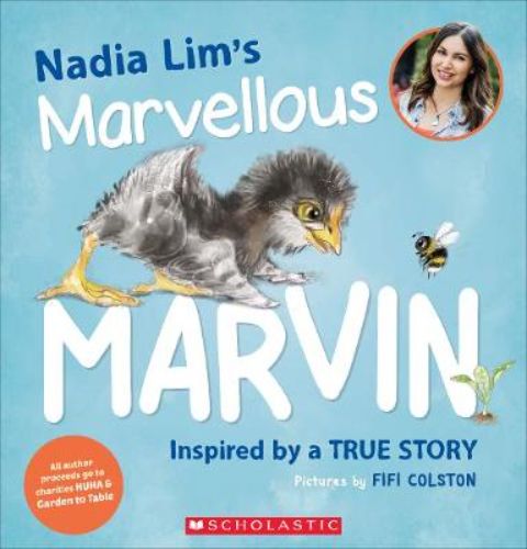 Cover of "Marvellous Marvin," a children's book featuring vibrant illustrations of farm life and a heartwarming chick adventure.