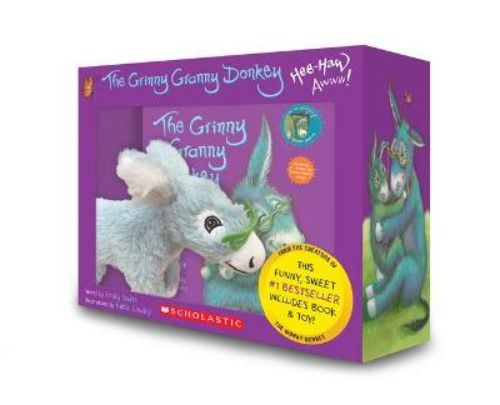 A whimsical box set featuring the Grinny Granny Donkey plush and hardback mini-book for delightful storytime adventures.