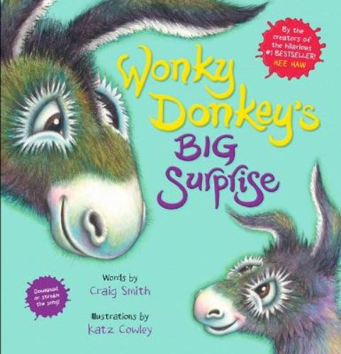 Whimsical hardback book featuring Wonky Donkey's surprise for Dinky, with playful alliterative text and delightful illustrations.