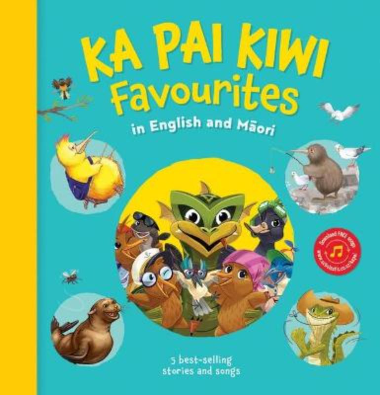Hardback picture book featuring Kiwi children's songs in English and Maori, enhanced by vibrant illustrations.