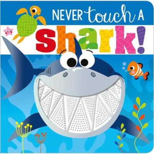 Touch-and-feel board book with vibrant illustrations teaching kids about sharks, featuring silicone textures for interactive learning.