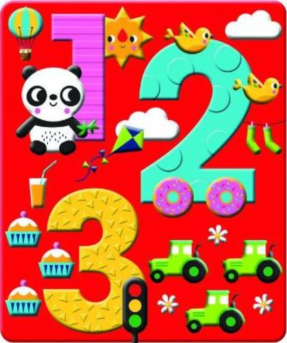 Colorful 123 board book for toddlers featuring vibrant illustrations and a soft silicone cover for interactive counting fun.