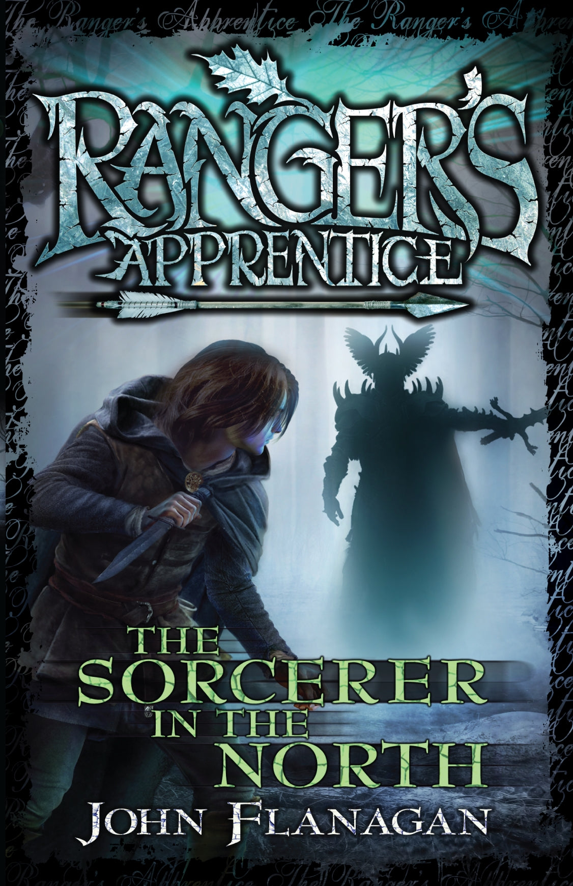 Cover of "Ranger's Apprentice 5: Sorcerer In The North," featuring Will and Alyss facing supernatural mysteries in Grimsdell Forest.