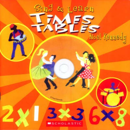 Colorful educational aid 'Sing and Learn Times Tables' combines a paperback and CD to teach multiplication through fun music genres.