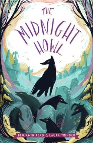 Cover of 'The Midnight Howl' paperback, a magical adventure for ages 8-12 featuring Emily, Pookas, and her pet hedgehog Hoggins.