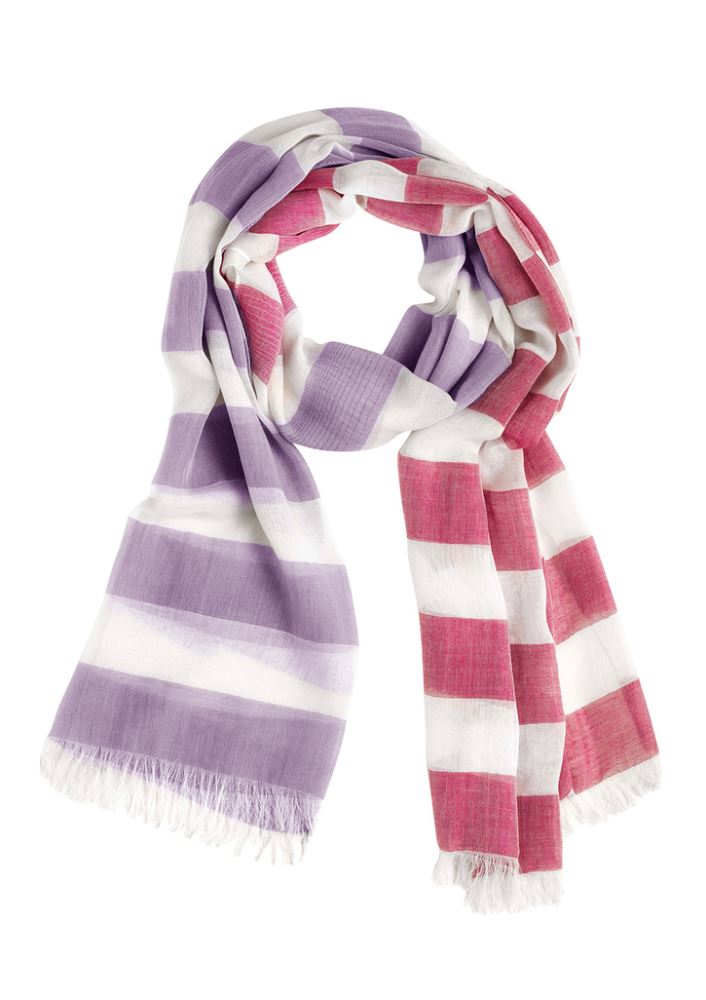 Ladies Two Tone Scarf in pink Reign, featuring soft fabric blend and chic fringing for versatile styling.