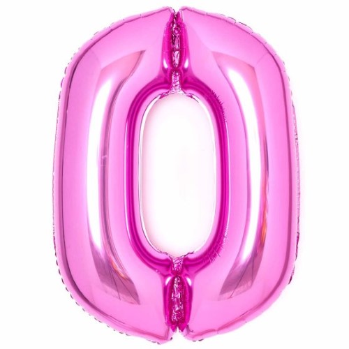 Large pink foil balloon shaped as number 0, measuring 64cm x 90cm, ideal for celebrations and photo opportunities.