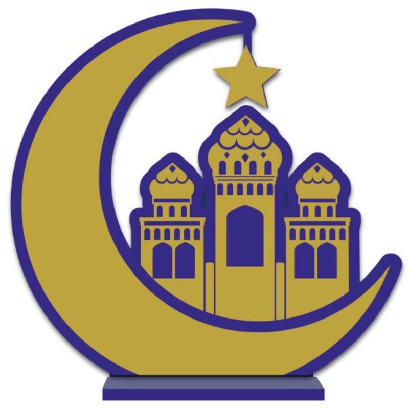 Opulent Eid Wooden Sign, 30cm x 28cm, stylish MDF decor with intricate designs for festive celebrations.