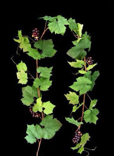 Lush 180cm grape leaf garland with black grapes, perfect for versatile home decor and event styling.