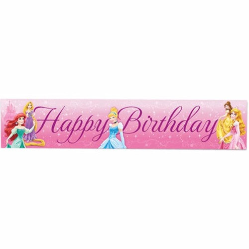 Vibrant plastic Sparkle Princess Banner, 150cm x 30cm, perfect for enchanting princess-themed birthday parties.
