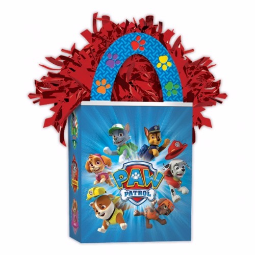 Paw Patrol Balloon Weight featuring Chase, Marshall, and Rubble, securely anchors balloons while adding festive decor.