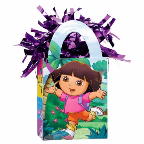 Dora The Explorer Balloon Weight Tote, 14cm high, vibrant design, lightweight yet sturdy for secure balloon decorations.