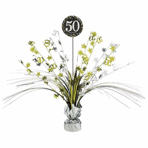 Sparkling Black 50 Happy Birthday Centrepiece