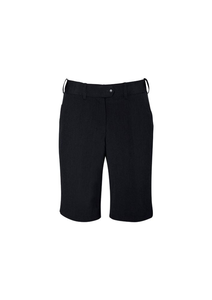 Advatex Ladies Adjustable Waist Short in black, size 18, offering comfort and style for professionals with an elasticized waist.