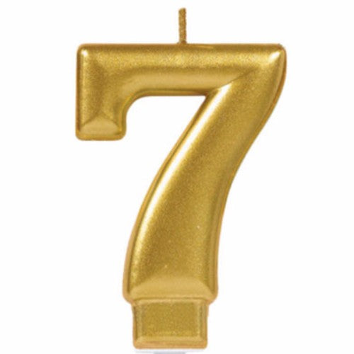 Candle Number Seven Gold Metallic