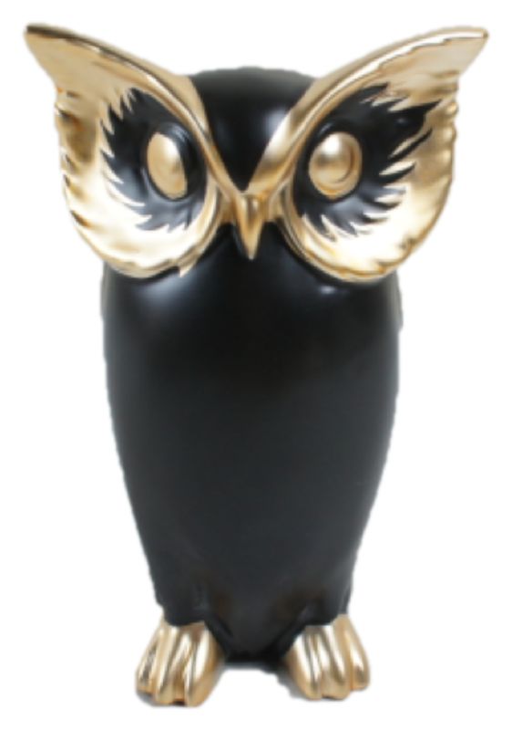 Tall black and gold ceramic owl ornament designed to enhance home decor with elegance and charm.
